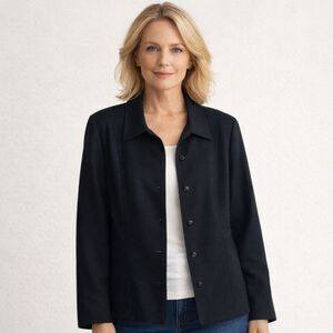 VTG Pendleton Virgin Wool Jacket Womens Sz 14 Black Unstructured Blazer USA